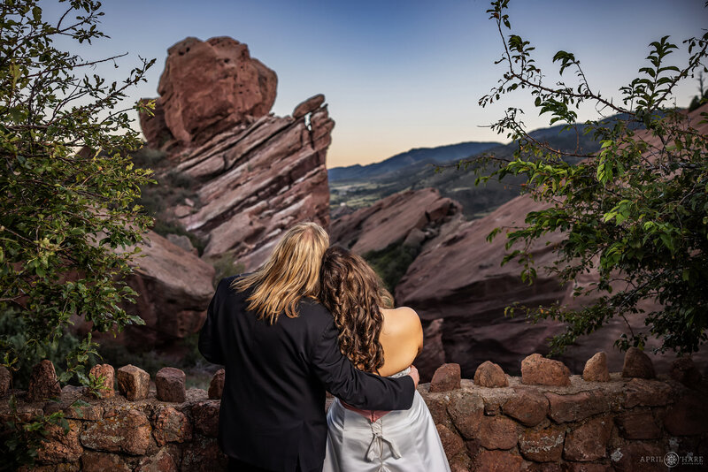 Couple Enjoy the Views at Red Rocks on their Wedding Day