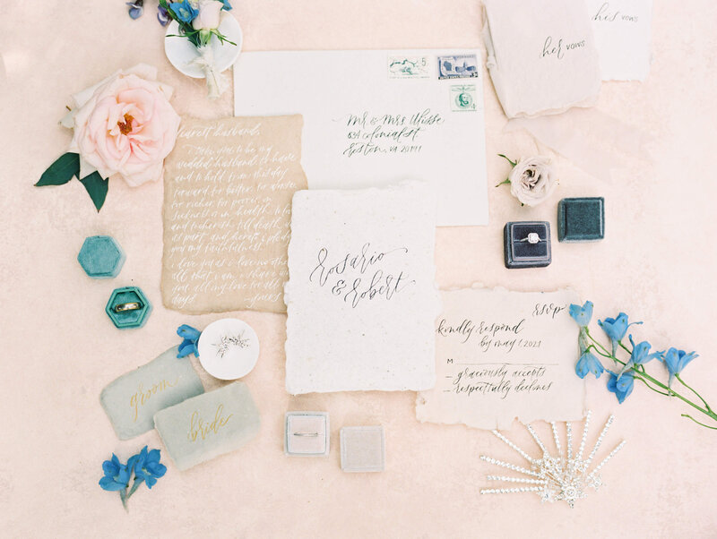 luxury wedding stationery suite with florals