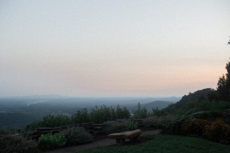Landscape of Blue Ridge Mountains at a wedding in Greenville, South Carolina