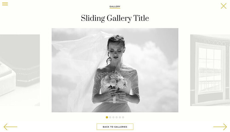 Gallery slideshow mobile Elegant Weddings Showit website The Template Emporium