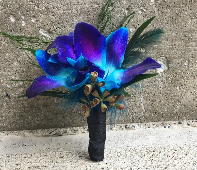 BKC4U BLUE ORCHID BOUTONNIERE FOR WEDDING OR PROM