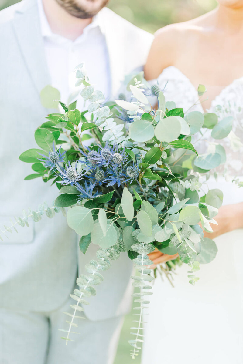 Eucalyptus and Thistle Bridal Bouquet by Alabama Wedding Photographer Amanda Horne