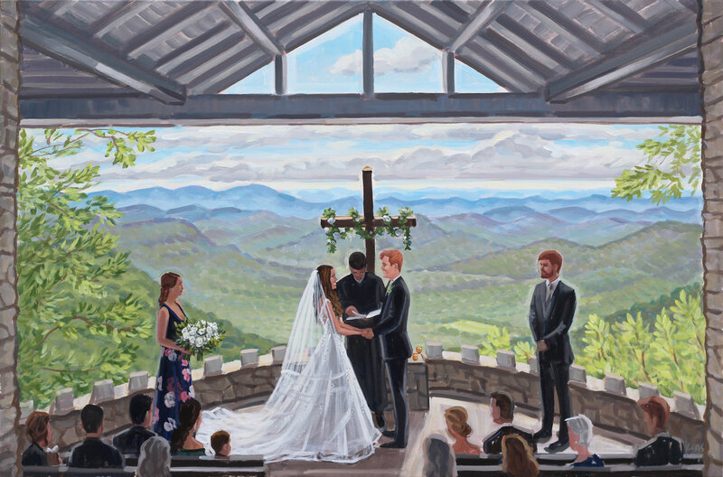 Live Wedding Paintings by Ben Keys | Live Wedding Painter, Pretty Place Chapel