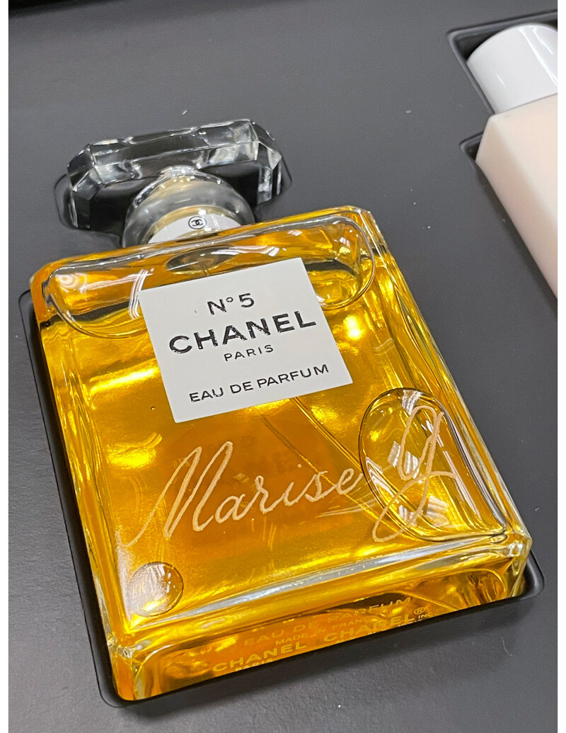 Chanel Fragrance Bottle Engraved with Hand Lettered Calligraphy Name
