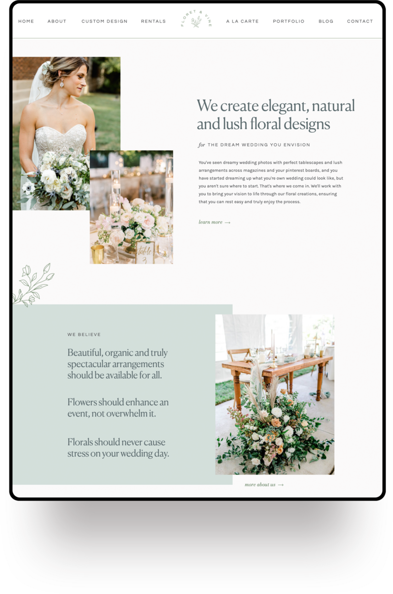 Two Day Custom Showit Website Intensive for Floret and Vine Design Studio