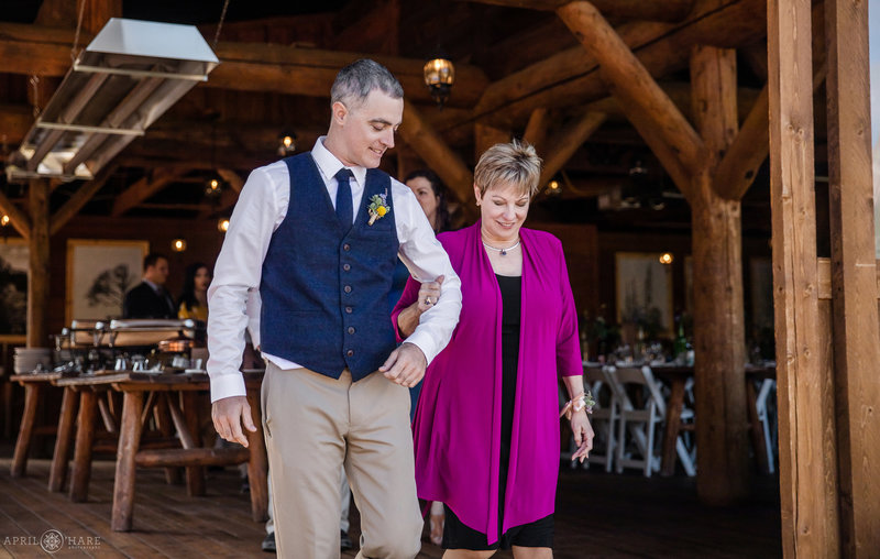 Groom with his mom wedding ceremony at Piney River Ranch
