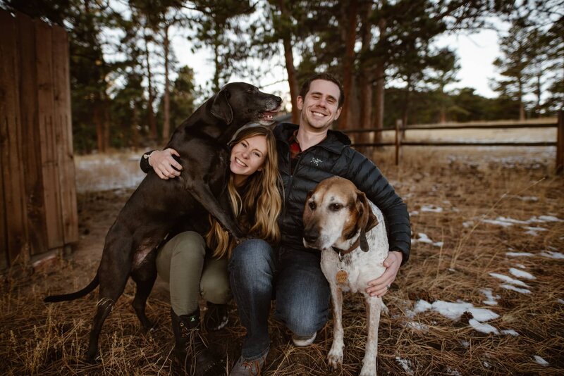 Colorado photographer with her husband and dogs