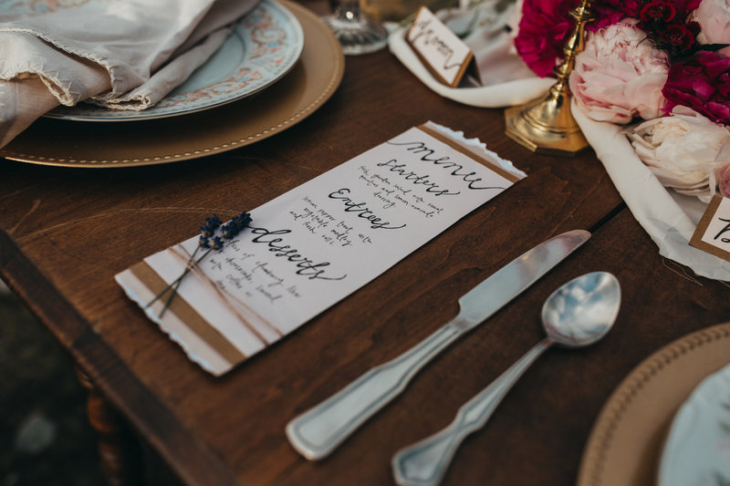 table settings for couple at mountain elopment