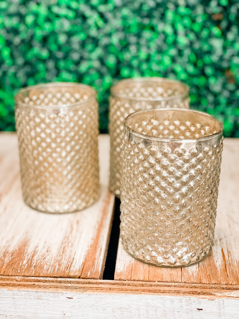 Detail photo of inventory small textured gold votives
