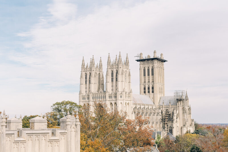 Rooftop view Washington DC National Cathedral, fine art wedding photographers