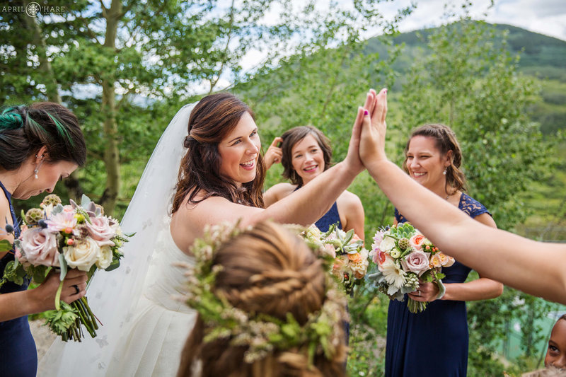 Fun candid wedding photo from Mountain Wedding Garden in Crested Butte