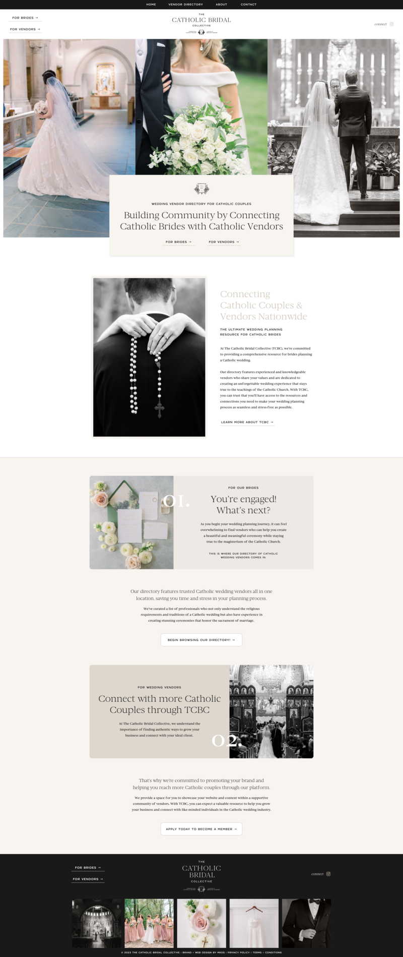 a mockup showing a neutral and bold wedding planner website