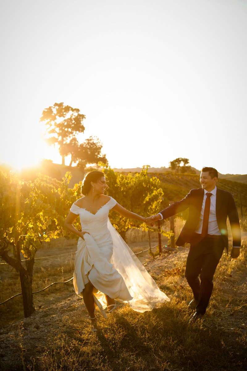 Bride and Groom in a vineyard at Paso Robles