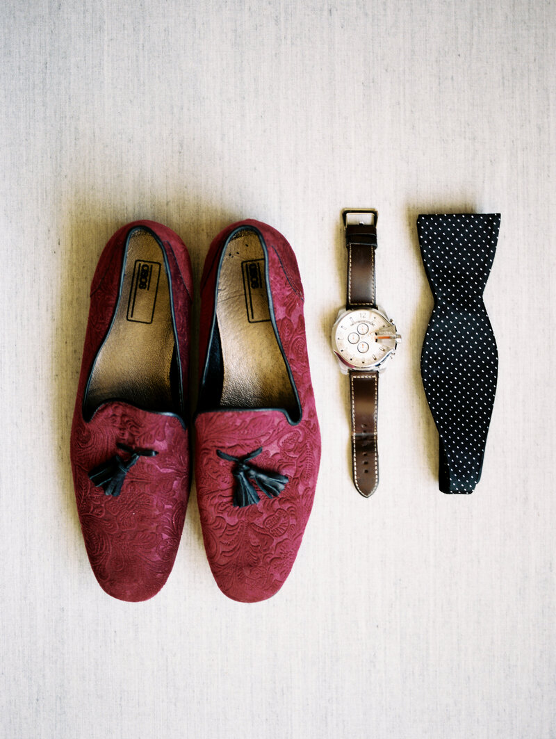 Groom's Details, Watch, Shoes, and Bowtie