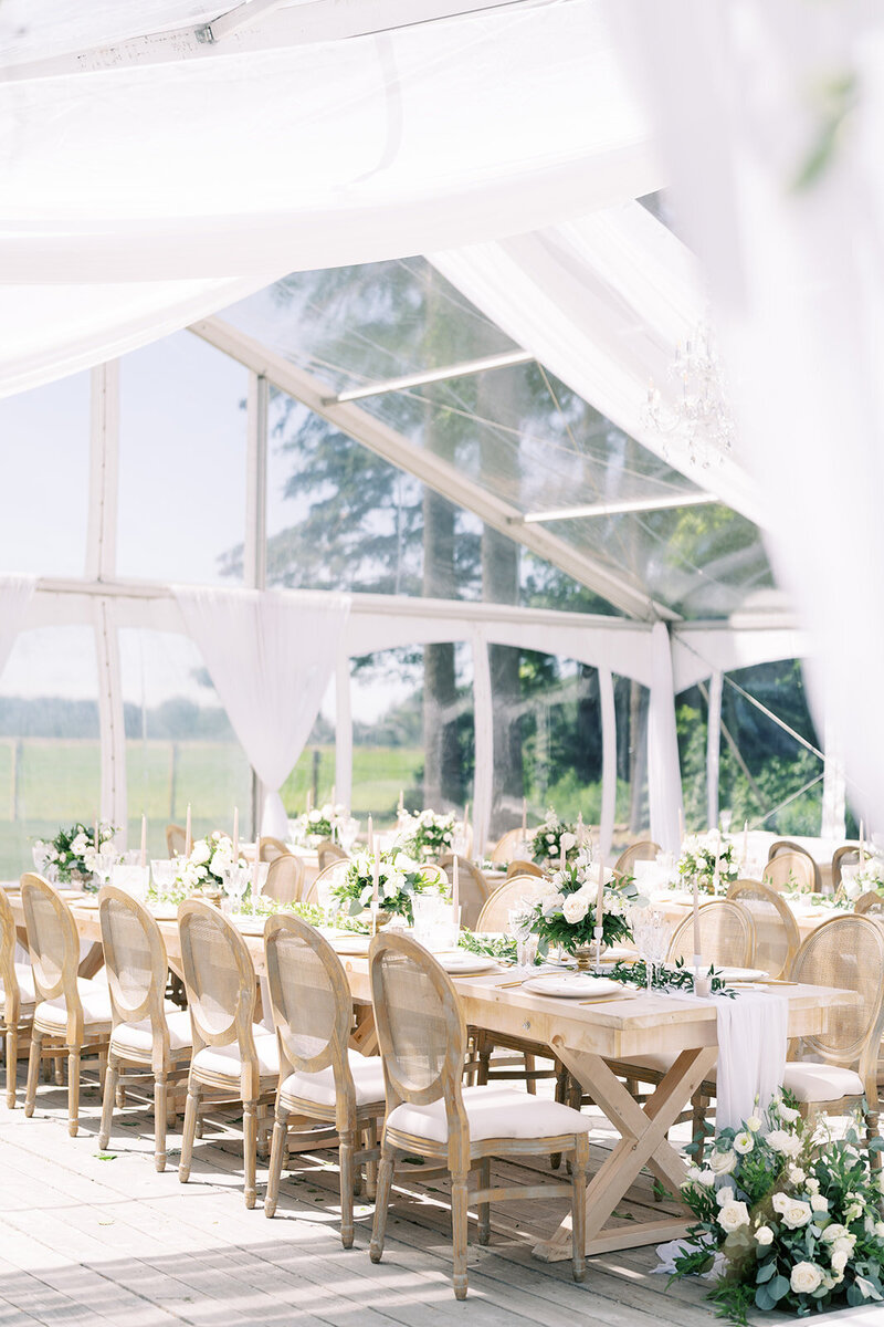 An outdoor wedding venue with Clear Top Tent near London, Ontario.