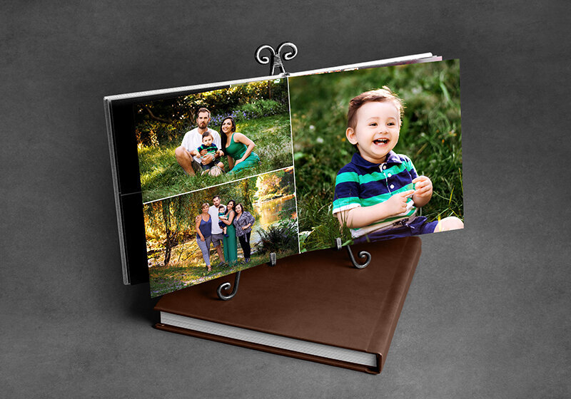 Custom made albums featuring family photos by Vancouver Family Photographer Amber Theresa Photography.