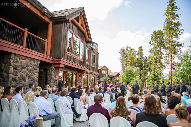Outdoor Wedding Ceremony on the Patio at BlueSky Breckenridge in Colorado