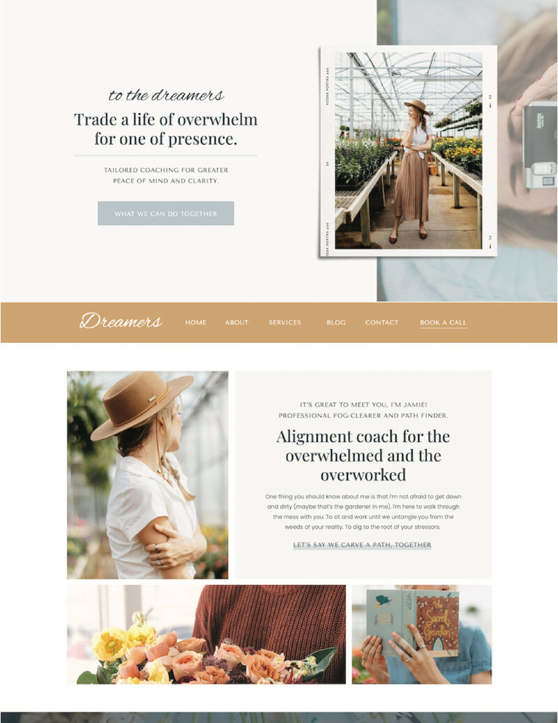 Colorful, feminine Showit  home page website template