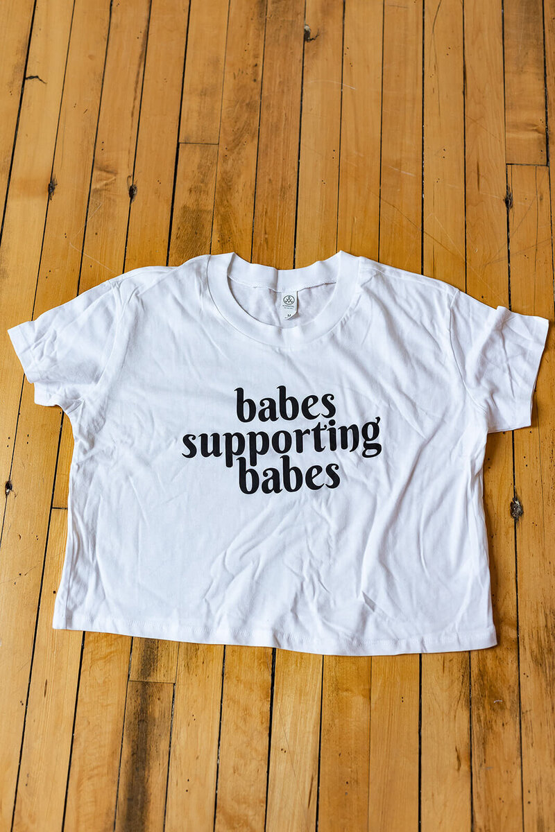 Babes Supporting Babes Cropped White Graphic Tee for Entrepreneurs