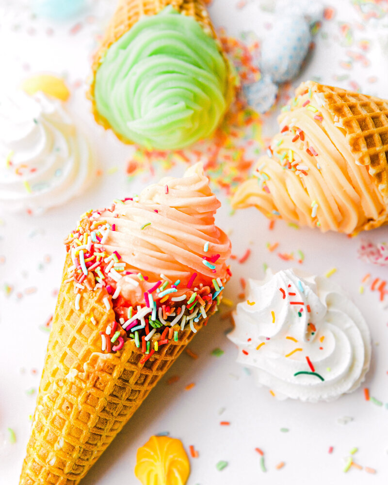 Faux Ice Cream photoshoot colorful with sprinkles food photographer stylist