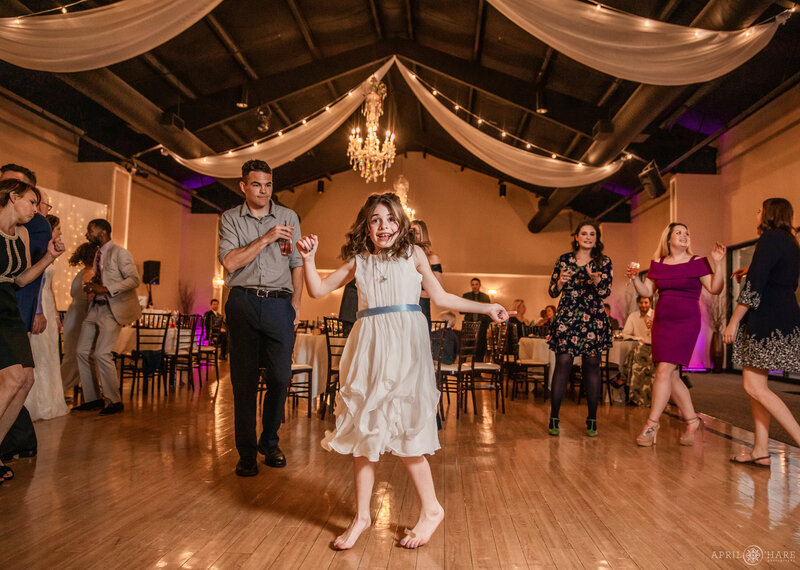 Dancing at a wedding reception at Black Forest Wedgewood Weddings in Colorado Springs