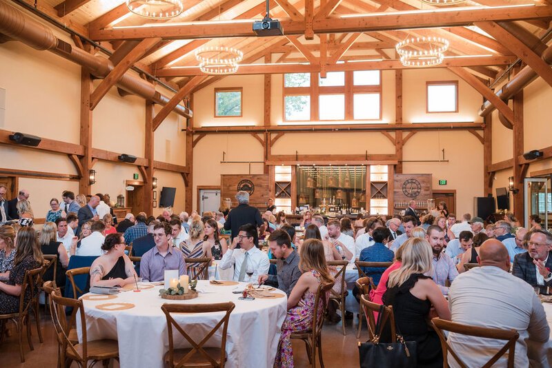 guests seating in the barn at barnwood events in madison, winconsin.
