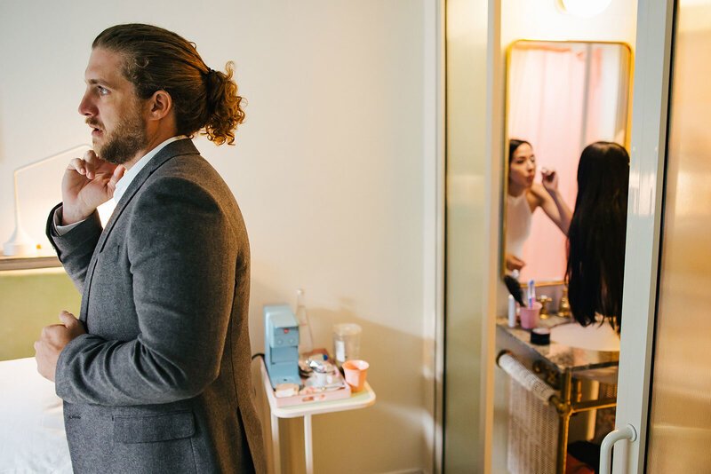 Couple-Getting-Ready-Together-South-Beach-Elopement