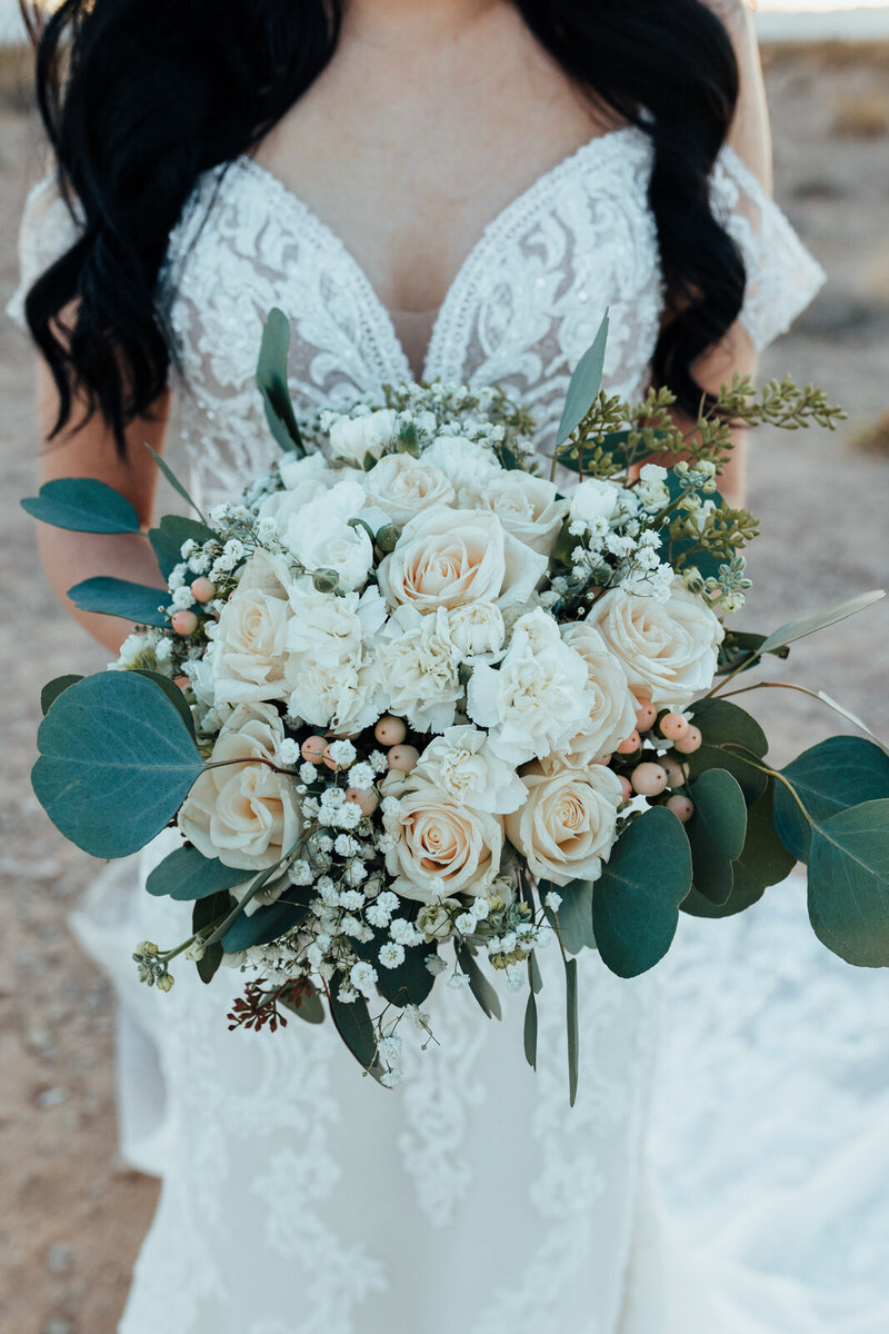 Wedding bouquet at Seven Magic Mountains