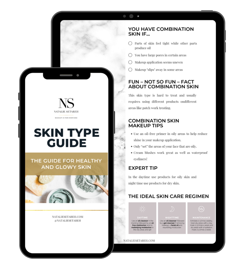 Digital mockup of Natalie Setareh's skin type guide