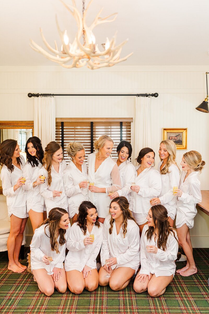 bridal party in matching robes by Knoxville Wedding Photographer, Amanda May Photos