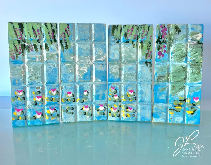 Hand-painted chocolate bars inspired by Monet's Waterlilies