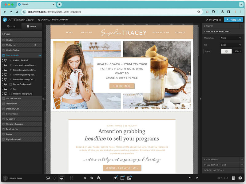 Completely customize the Showit website template to make it your own