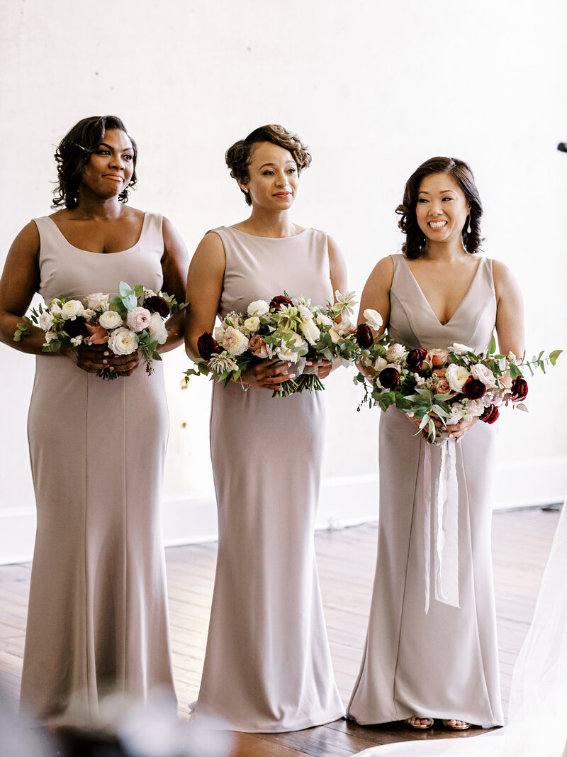 Small bridal party during wedding ceremony