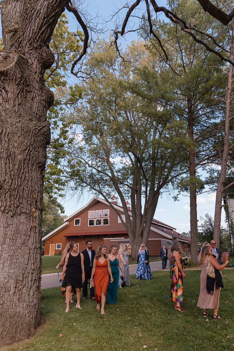 guests walking through the outdoor site at barnwood events in madison, winconsin.