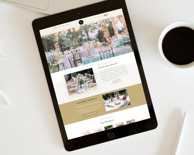 Website Mock-Up of a colorful Showit website design for an event coordinator. 