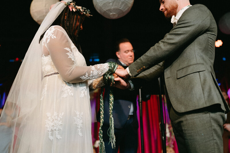 Brooklyn Bowl wedding ceremony knot tying
