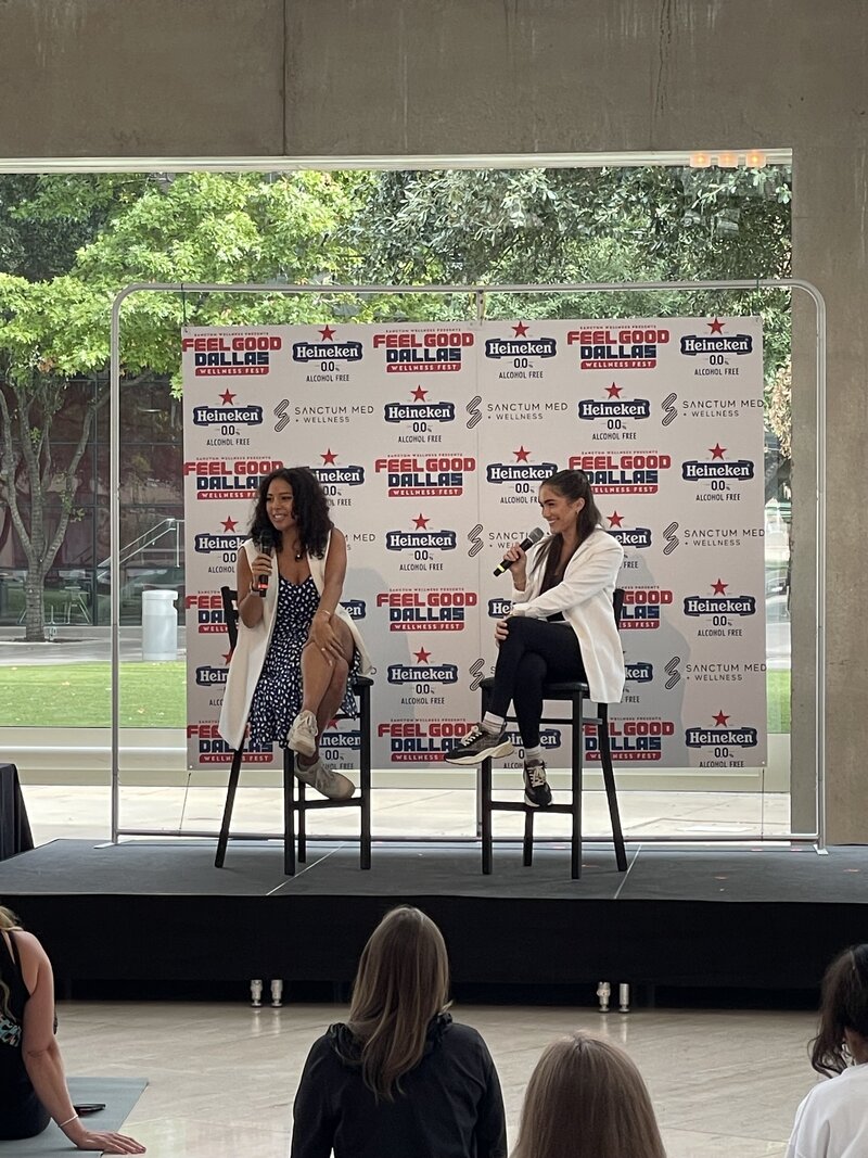 Tamar Samuels and Emily Anderson speaking at Feel Good Dallas wellness festival