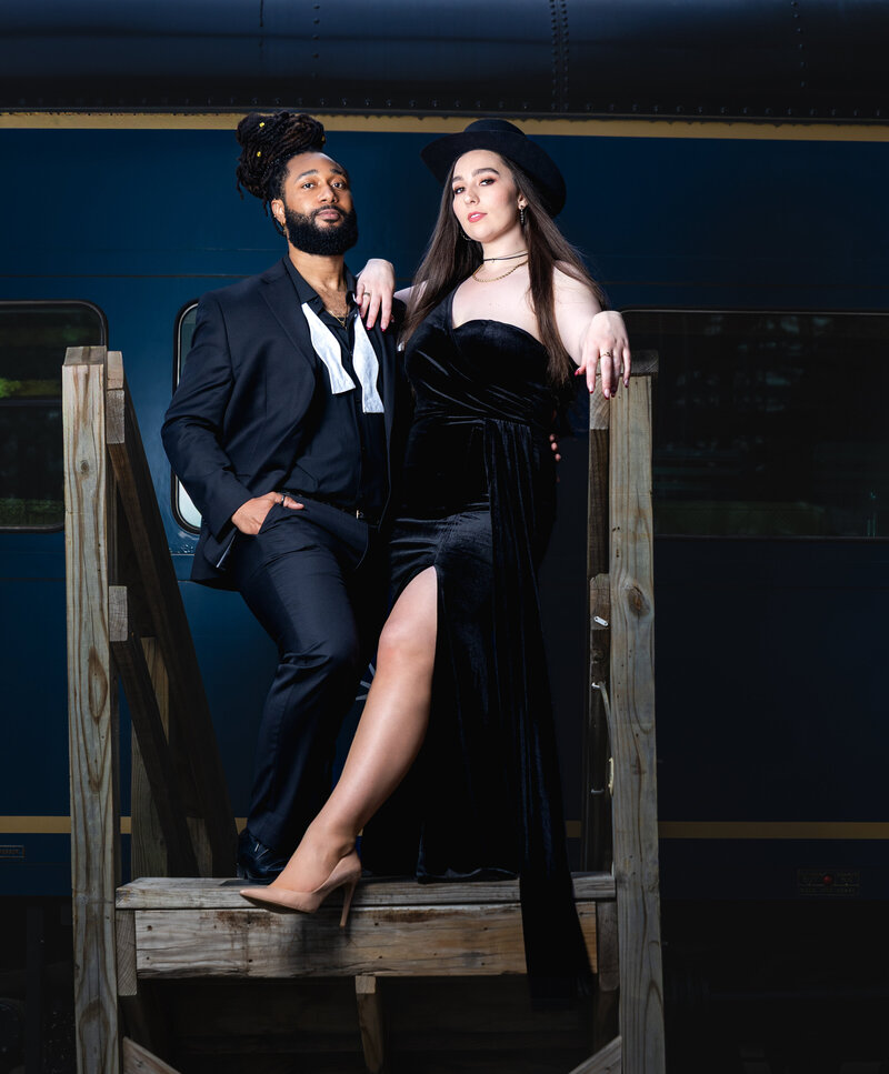 Lansing Michigan wedding portraits. Black dress and suit