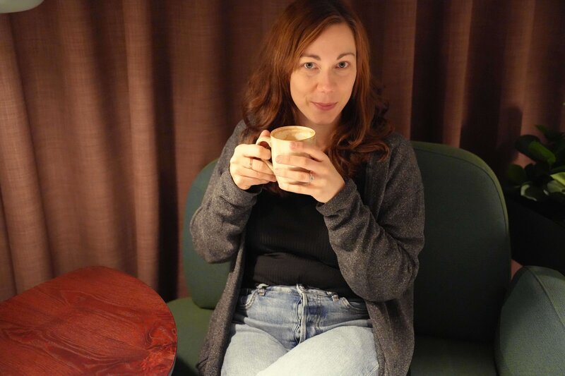 Ulrika Marwick drinking coffee