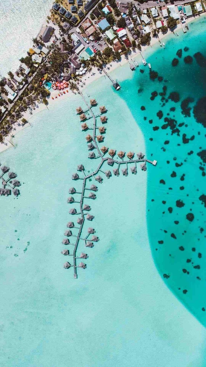Aerial picture of the Intercontinental Le Moana Bora Bora
