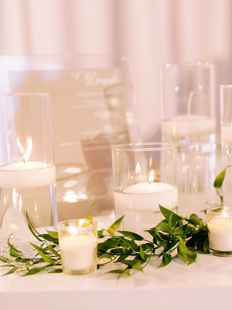 Candles to set the mood at art museum wedding