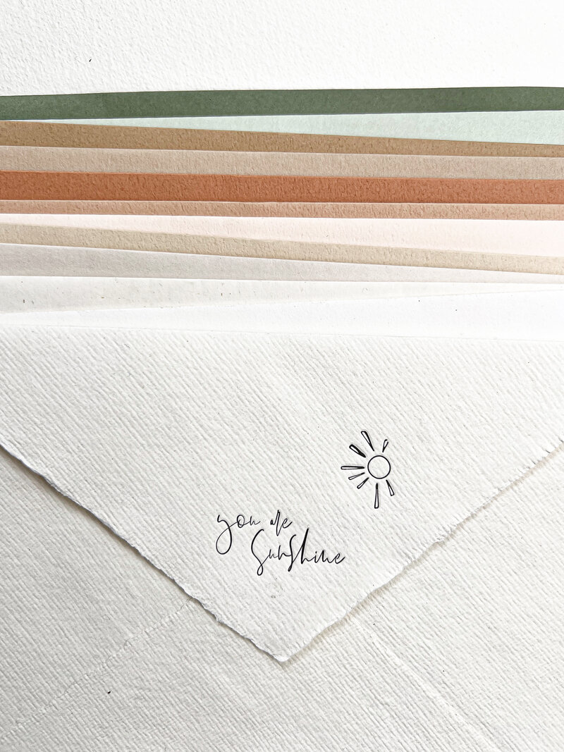 cotton envelope colour selection for inku press wedding invitations and stationary