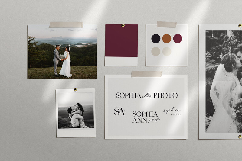 Brand board for a luxury wedding photographer
