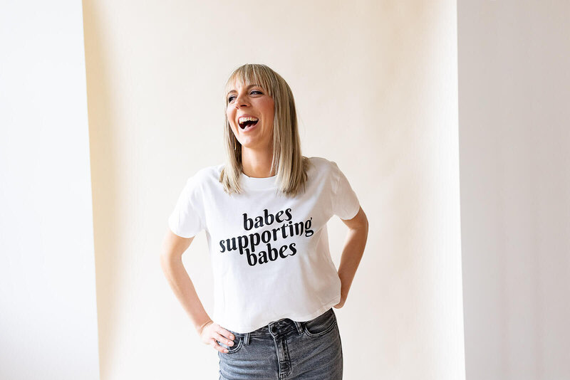 Babes Supporting Babes Cropped White Graphic Tee for Entrepreneurs
