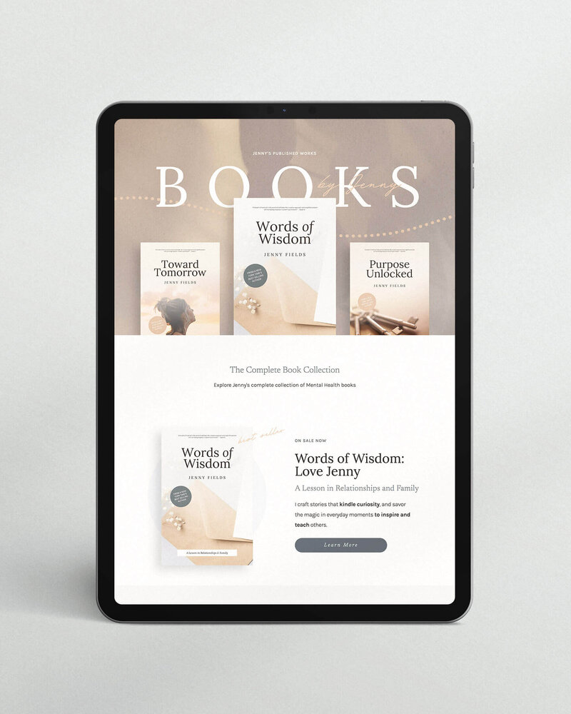 author books page website template design
