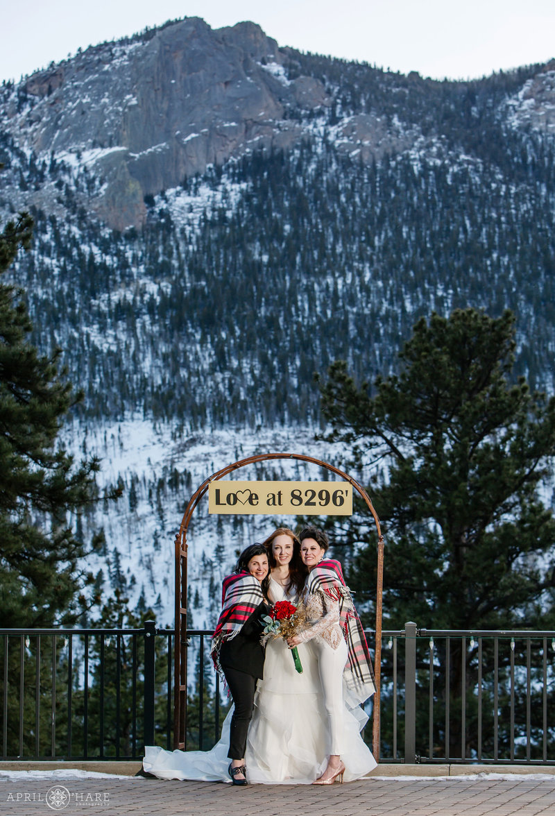 Lesbian Brides at their pretty winter wedding at Della Terra