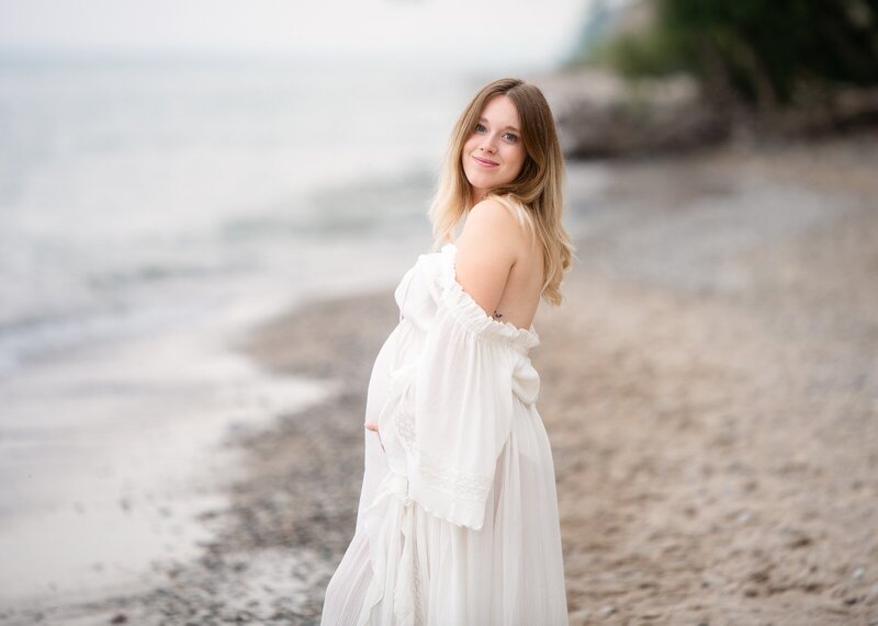 White Maternity Beach Photography