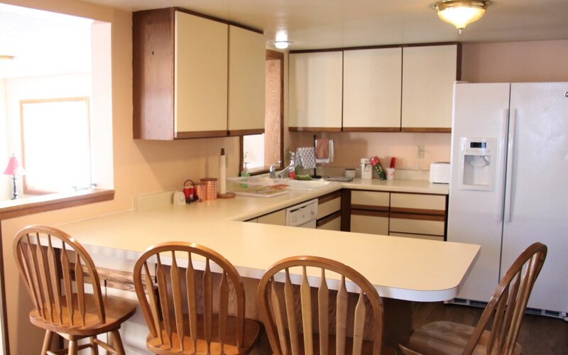 kitchen at the farm house lodging at barnwood events. a wedding venue in madison, winconsin.