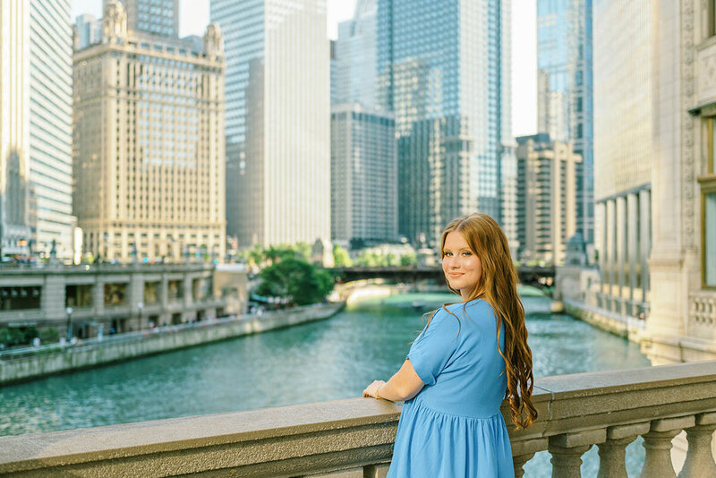 Downtown Chicago senior portraits at the Wrigley Building by Chicago portrait photographer Kristen Hazelton