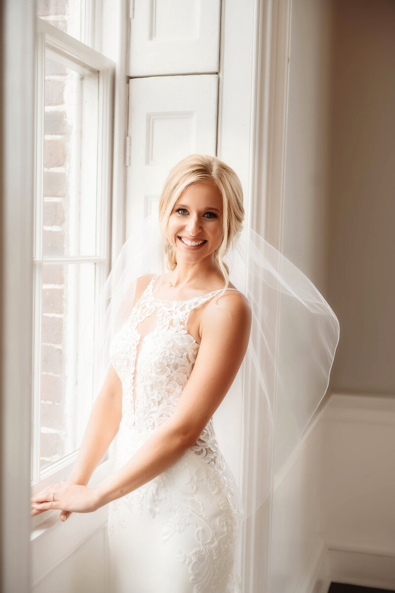 Bride poses for Bridal Portraits in Asheville, NC.